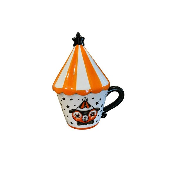New Johanna Parker Carnival Cottage Halloween Coffee Tea Cup w/ Topper - Picture 1 of 7